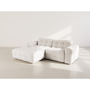 Diane - Canapé d'angle gauche 4 places en velours texturé - Beige