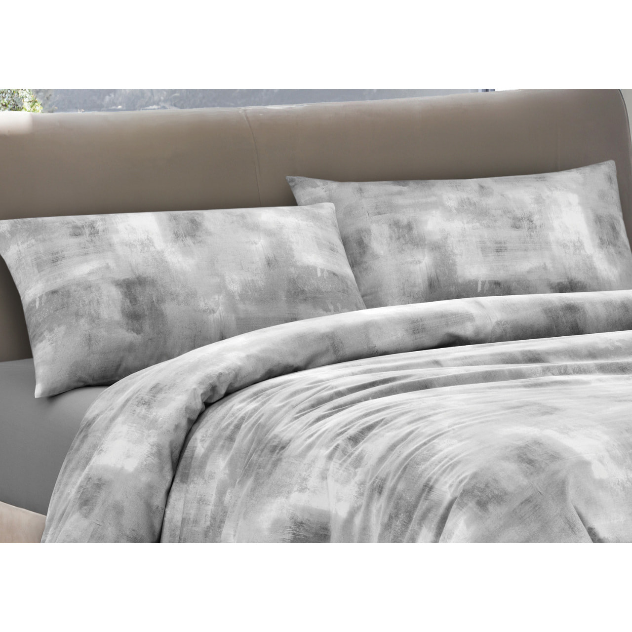 Copripiumino 100% Cotone Disegno Nebula Grigio