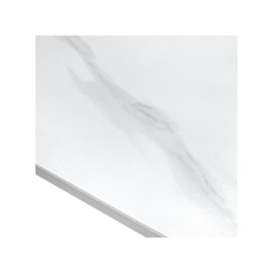 Table ronde en céramique pleine masse blanc marbré D100 cm - STONE 2