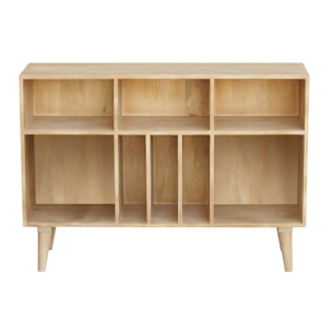 Buffet ouvert meuble de rangement bouteilles ou vinyles en bois manguier massif L120 cm ISIDRO