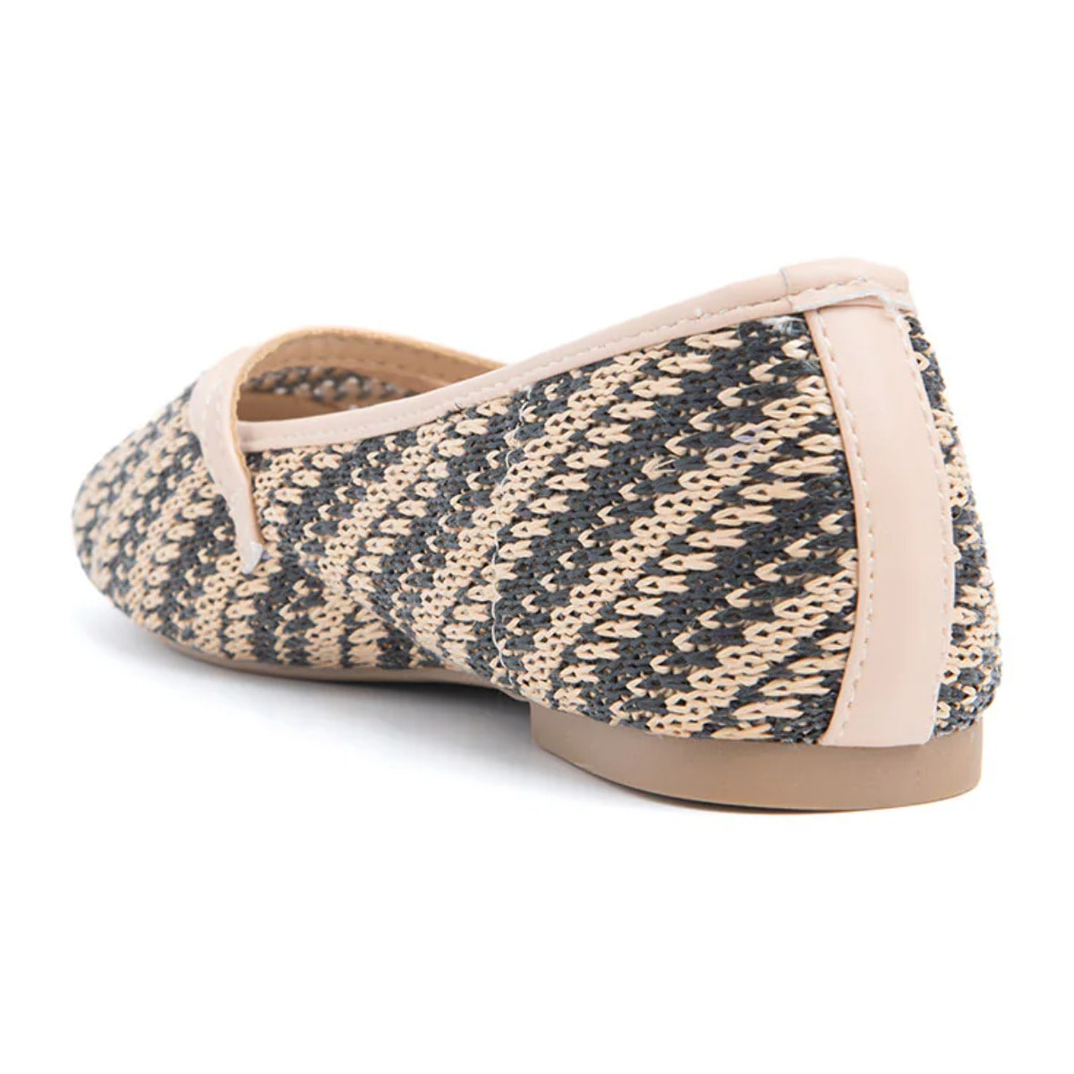 Ballerina in rafia con cinturino - NERO/BEIGE