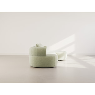 Angela - canapé d'angle droit 4 places en velours texturé - Vert sauge