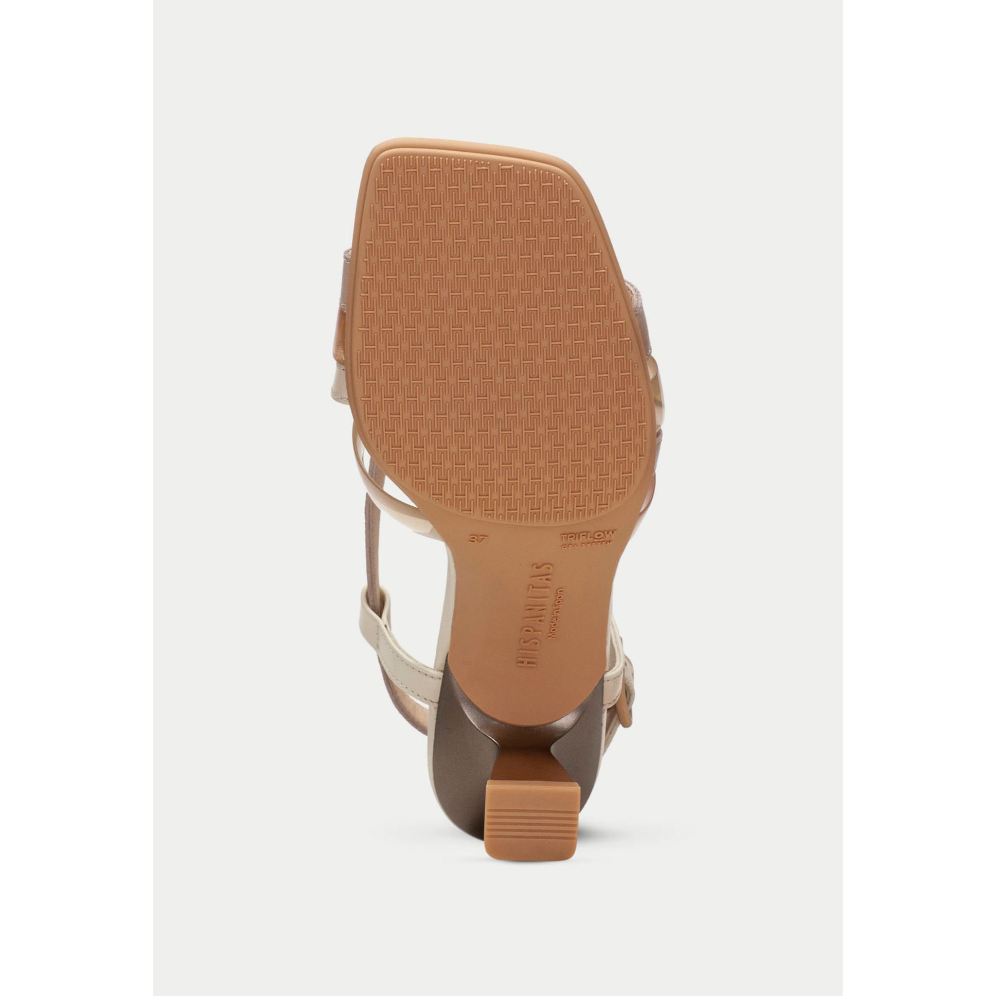Sandalia Tacon Danielle Piedra crema 6 cm
