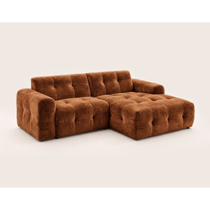 Diane - Canapé d'angle droit 4 places en velours texturé - Terracotta