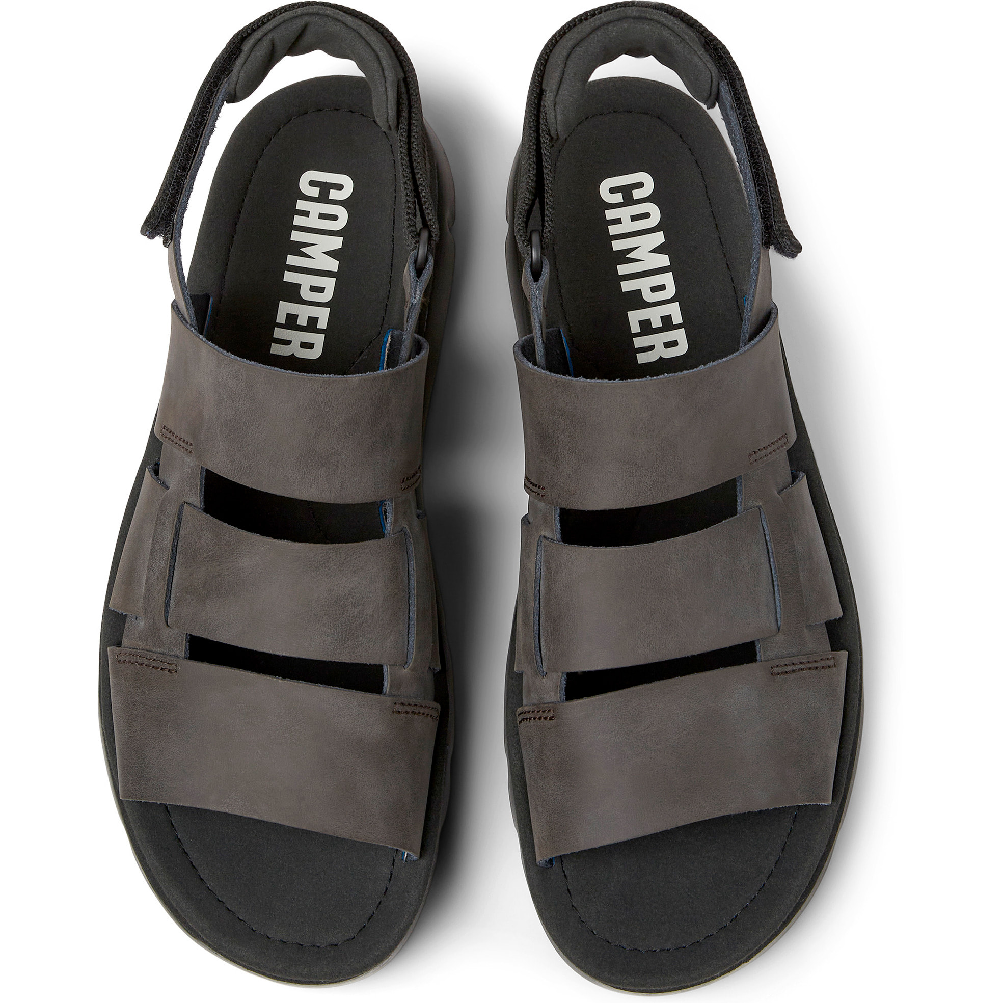 Sandalias - CAMPER Oruga - Marron - Piel (Becerro) / Tejido técnico (PET reciclado)