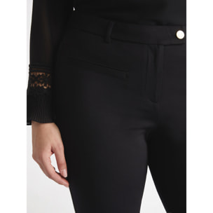 Fiorella Rubino - Pantalón kick flare de punto milano - Negro