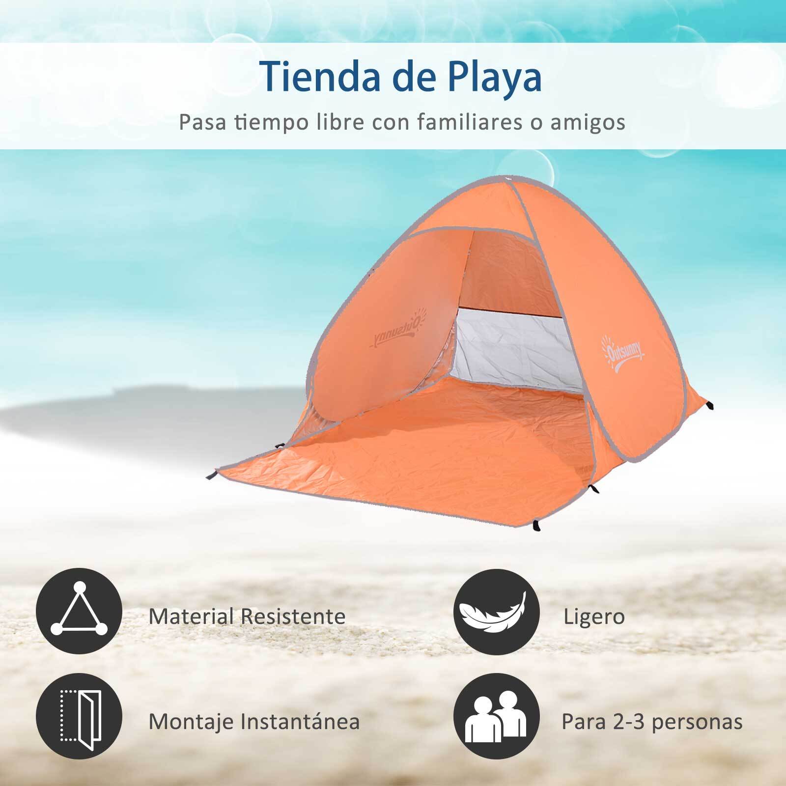 Tienda De Campaña Playa de Poliéster 200x150x115cm Naranja