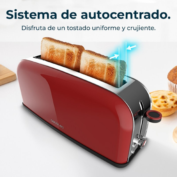 Cecotec Grille-pain vertical Toastin' time 850 Red Long Lite
