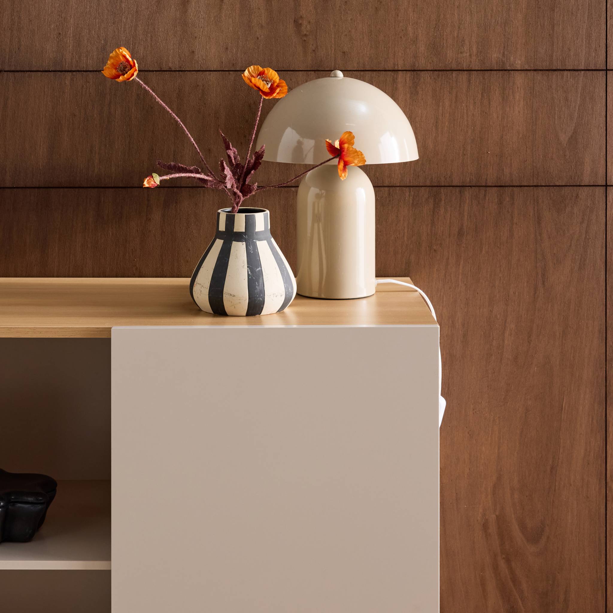 Buffet, meuble de rangement métal et décor bois 1 porte 80cm ASHTON