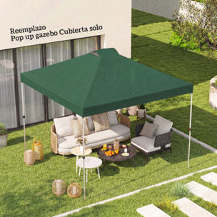 Toldo de Pérgola de Recambio 3x3 m Techo de Repuesto para Carpa Plegable de Jardín de Tela Oxford 210D con 8 Orificios de Drenaje y Doble Ventilación Protección UV 50+ SOLO TOLDO Verde