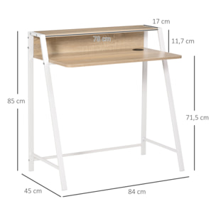 HOMCOM Escritorio Mesa de Ordenador 84x45x85 cm con Encimera de Madera y Patas de Metal Estilo Moderno para Oficina Estudio Dormitorio Carga 20 kg Roble