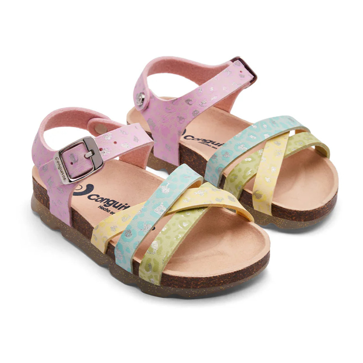 Sandalias Abiertas de Niña Hebilla Estampado Multicolor