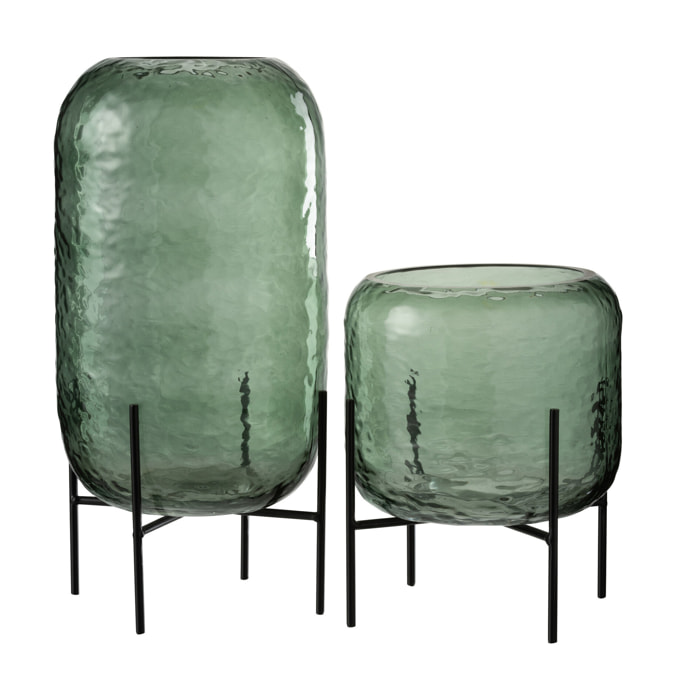 J-Line vase Rond Irrégulier - verre - vert - large - Ø 18 cm