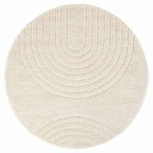 Tapis rond motif rond, forme ronde, structure relief, FERGUS, tissé
