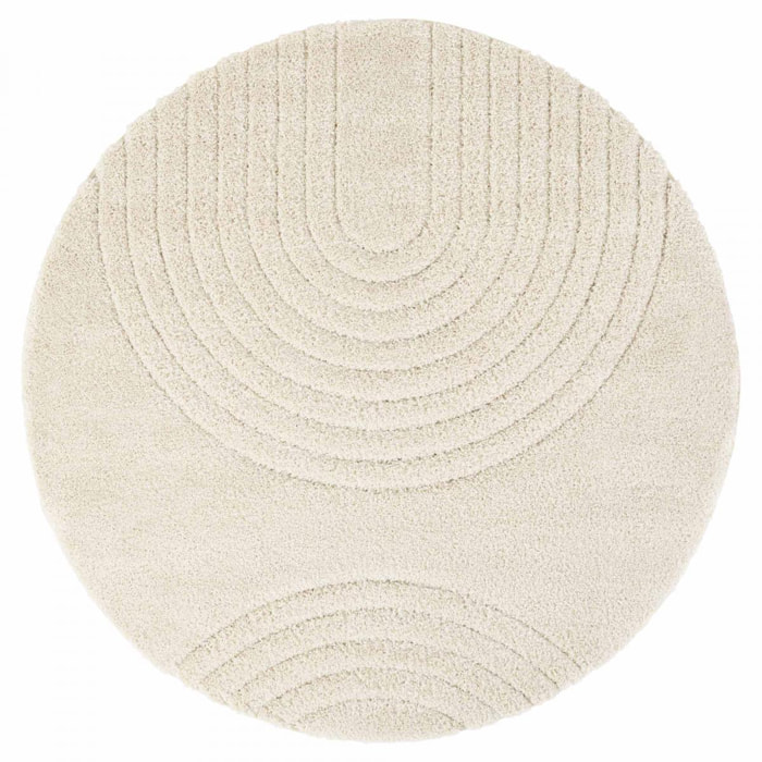Tapis rond motif rond, forme ronde, structure relief, FERGUS, tissé