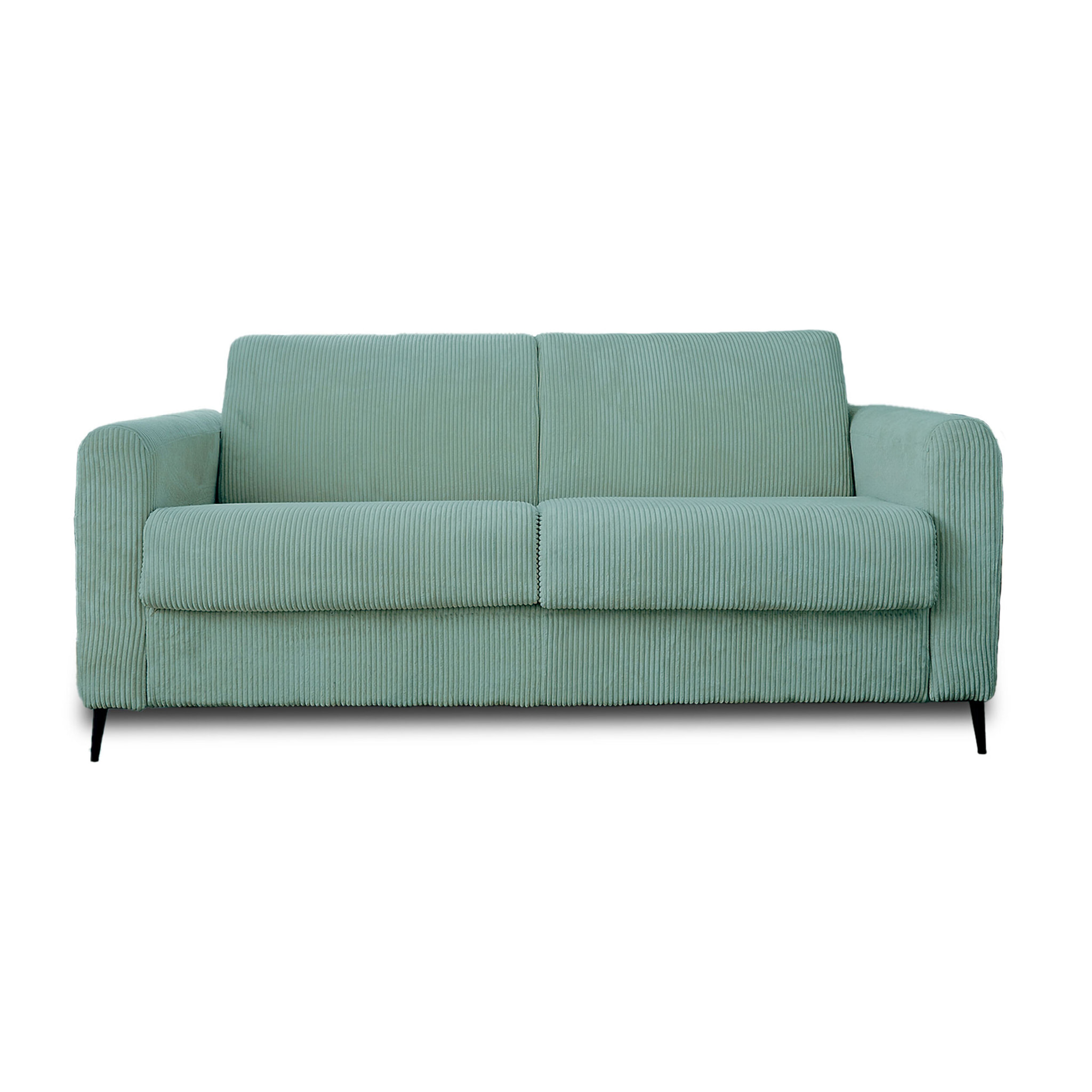 Owen - canapé lit 3 places convertible express couchage quotidien 140 cm matelas 12 cm en velours côtelé - Bleu