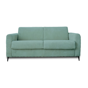 Owen - canapé lit 3 places convertible express couchage quotidien 140 cm matelas 12 cm en velours côtelé - Bleu
