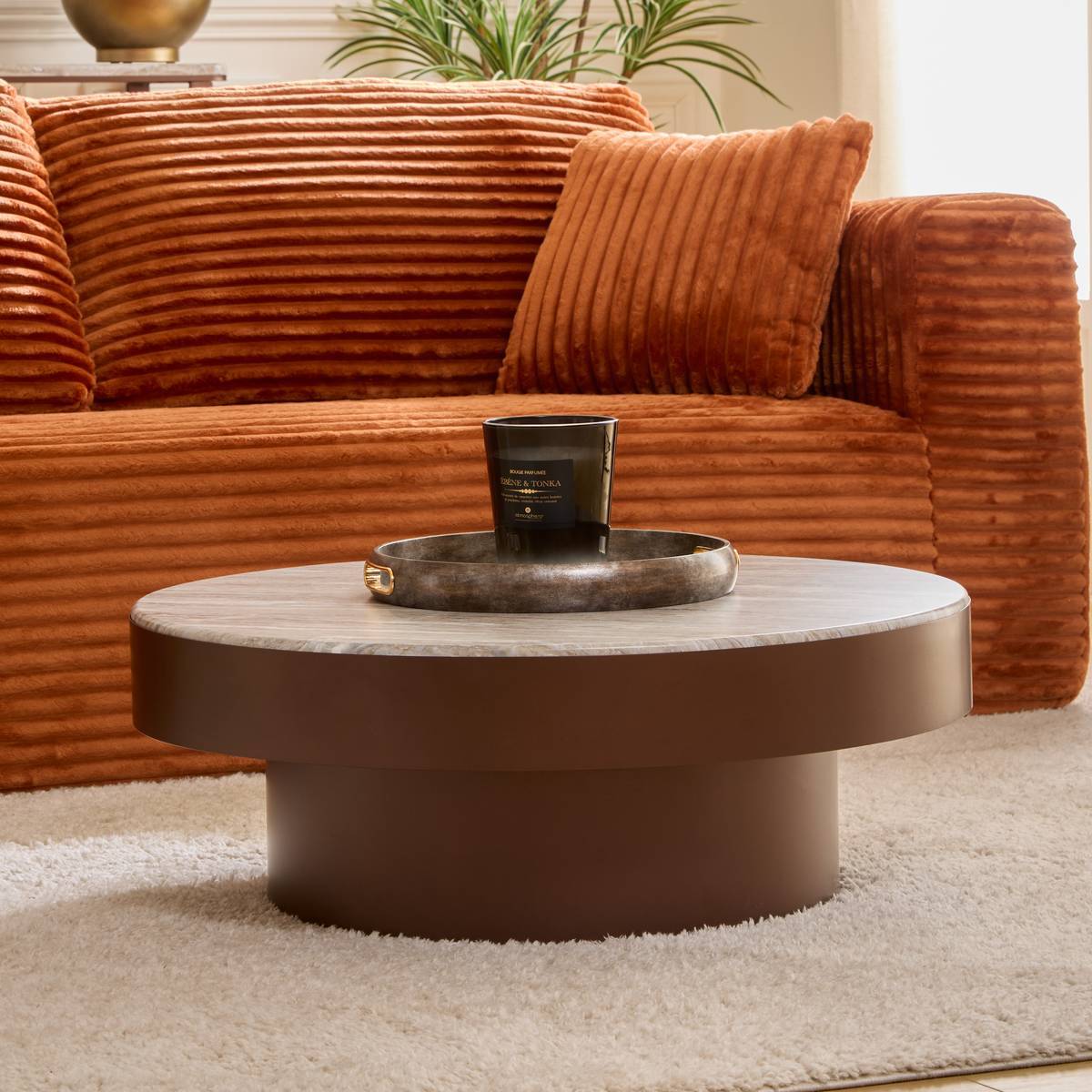 Table basse Graphite ronde D.80cm marron