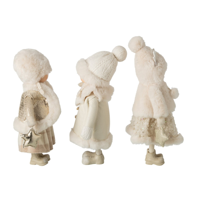 J-Line Fille étoile - polyester - beige/blanc - assortiment de 3