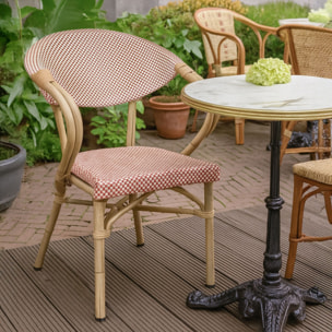 Lot de 2 fauteuils de table extérieur en textilène rouge AMALFI