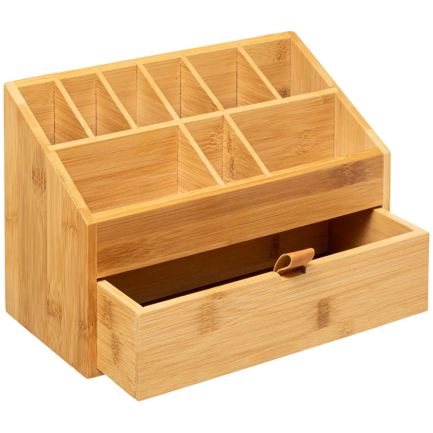 Organiseur 1 tiroir bambou lanière cuir