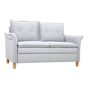Canapé scandinave 2 places en tissu gris clair et bois clair CLIFF
