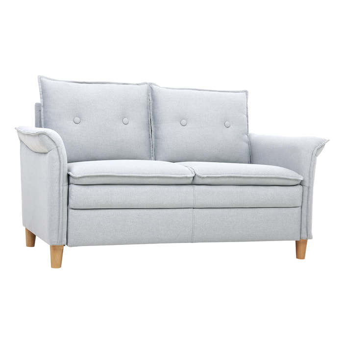Canapé scandinave 2 places en tissu gris clair et bois clair CLIFF