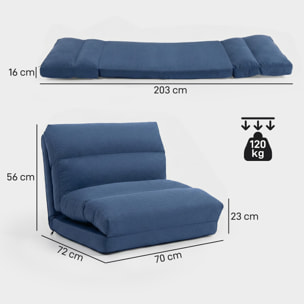 Fauteuil convertible fauteuil paresseux grand confort inclinaison dossier multipositions 90°-180° tissu bleu
