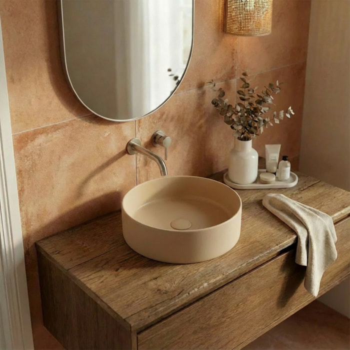 Vasque à poser ronde 36 cm hauteur 12,5 cm sans trop-plein moka mat PixL (CEPX3636MOM)