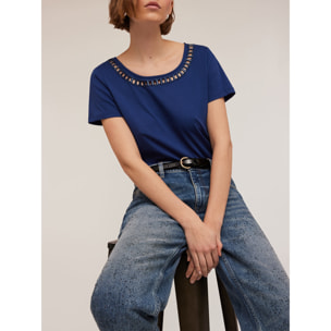 Motivi - Vaqueros wide leg con pedrería - Azul