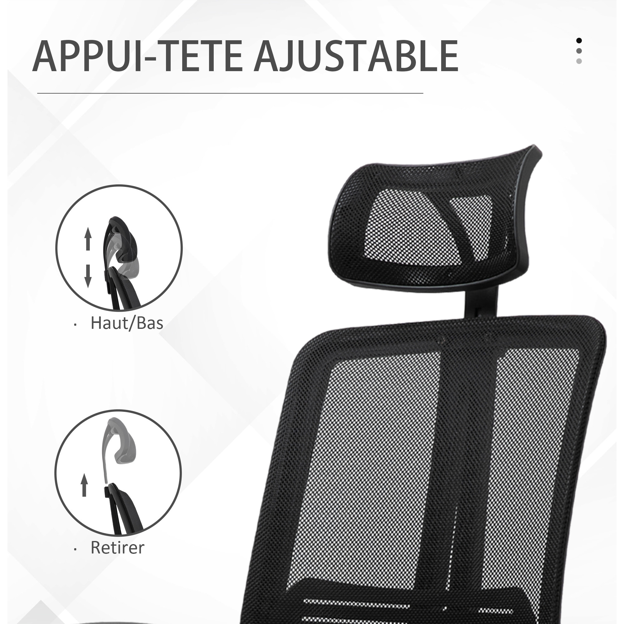 Fauteuil de bureau manager grand confort chaise de bureau réglable tissu maille polyester noir