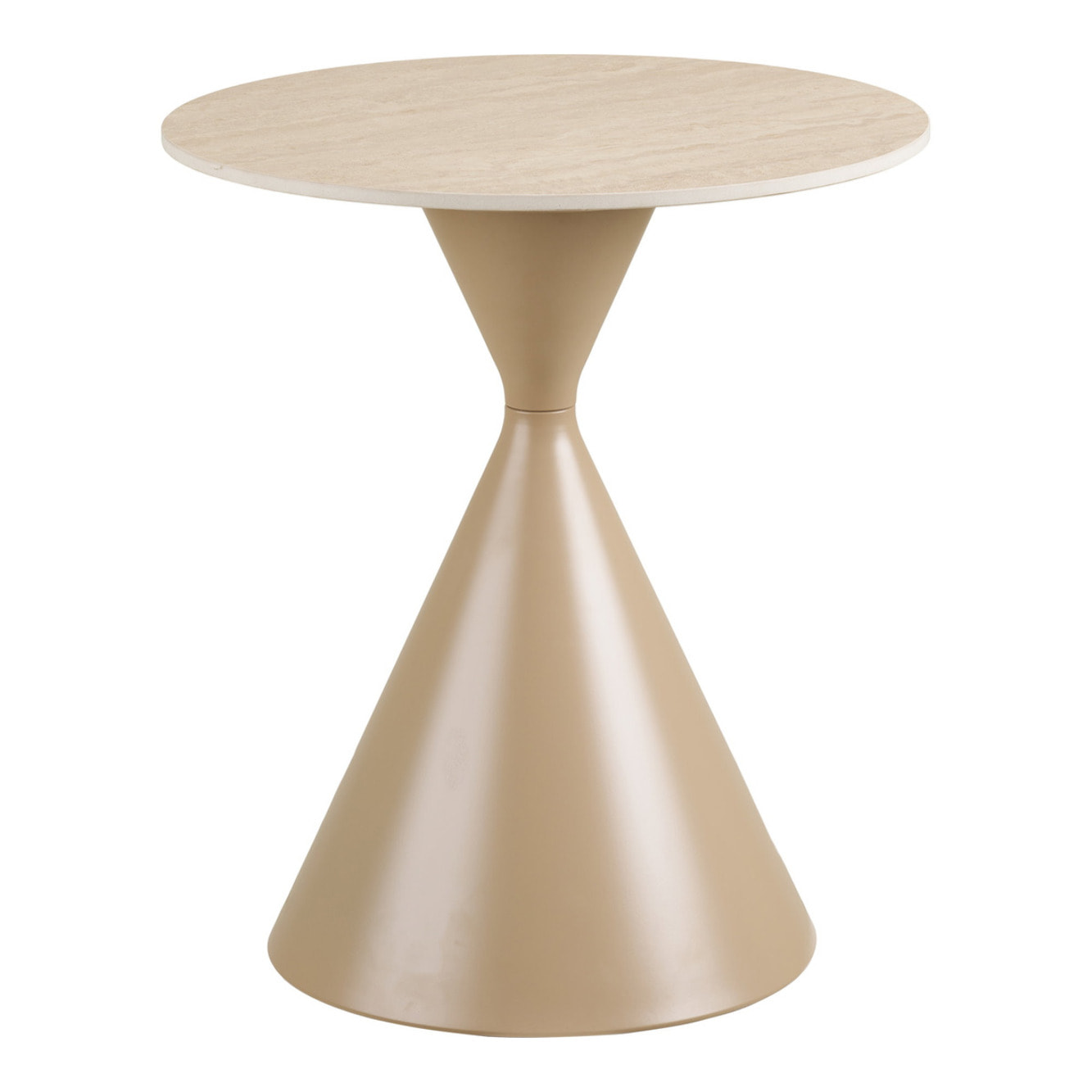 Tavolino d'appoggio Annecy in ceramica effetto travertino e acciaio ø50×56 cm
