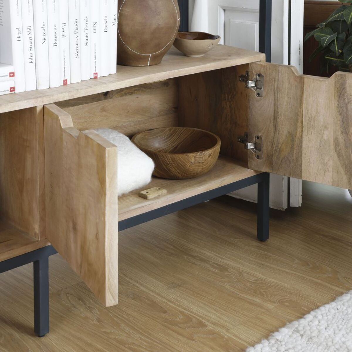 Buffet Boston -bois massif de manguier-couleur bahamas naturelles 155 x 85 x 35 cm