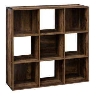 Étagère 9 cases indus "Mix N' Modul" effet bois foncé