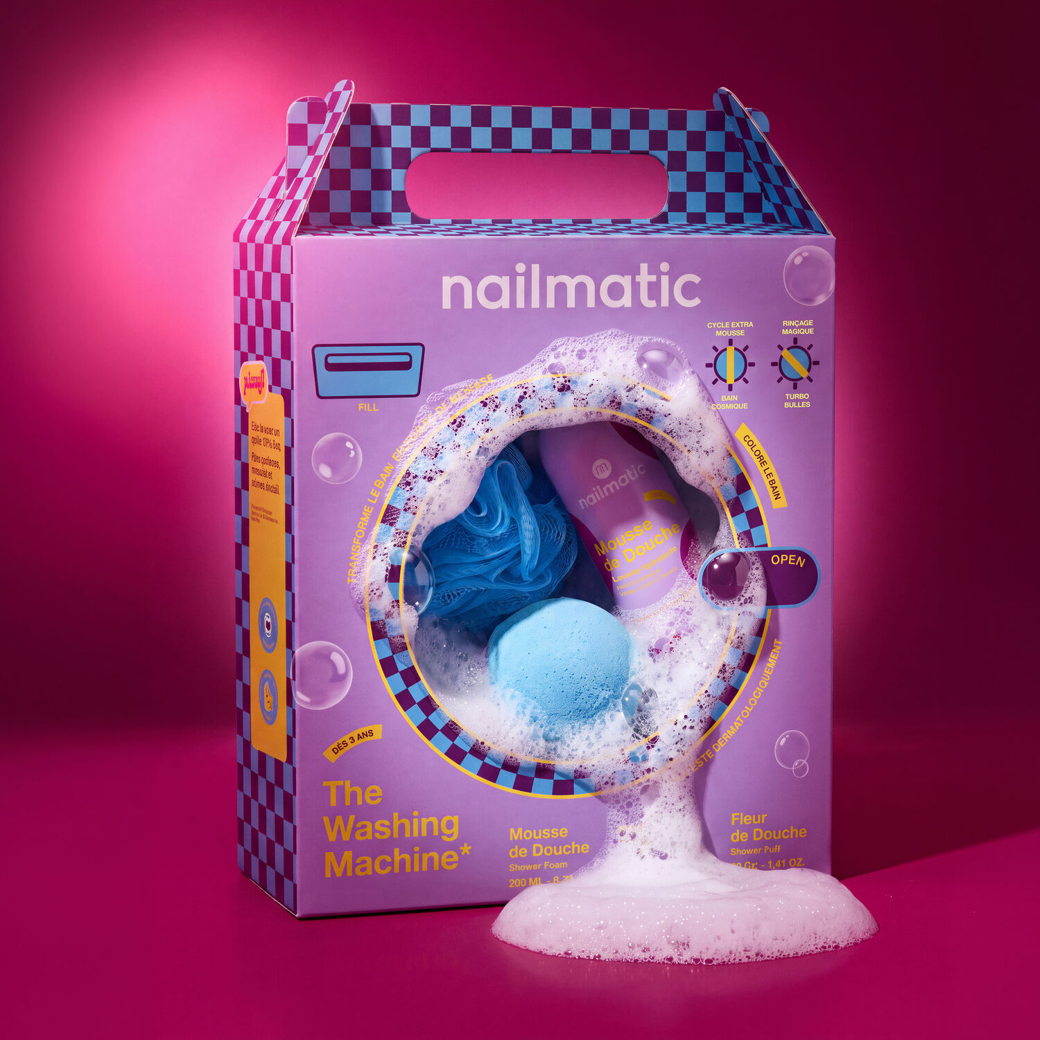 Washing Machine Violet - Coffret Mousse de Douche Bonbon 200ml + 2 Produits