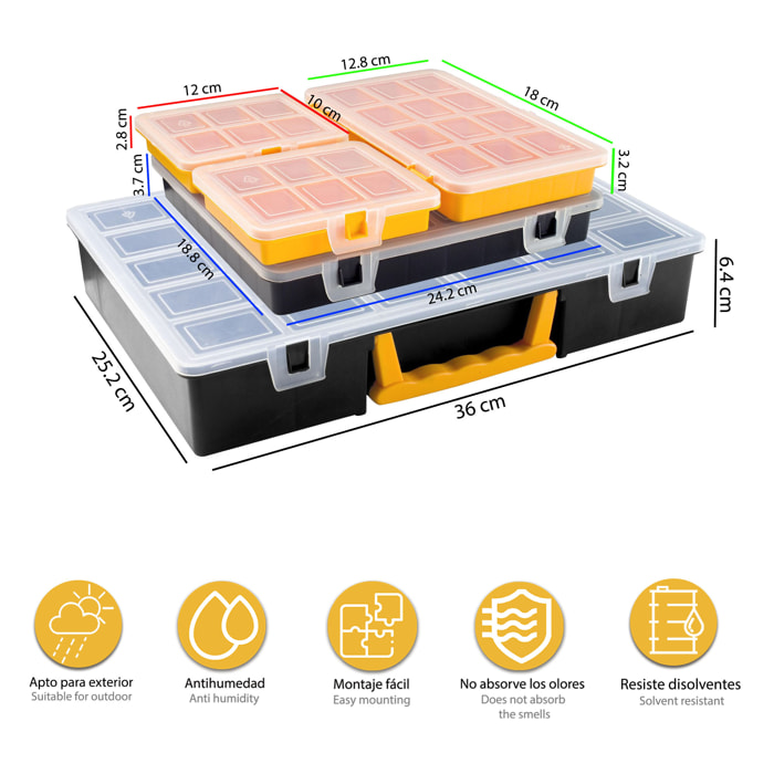 Kit de 5 organizadores mixtos con compartimentos, Artplast