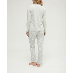 Pijama mujer con hojas de pico con puntilla