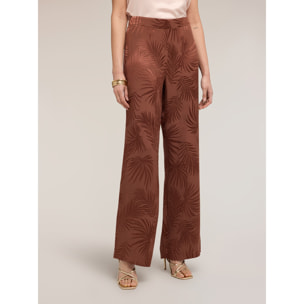 Motivi - Pantalones palazzo en raso jacquard - Marrón