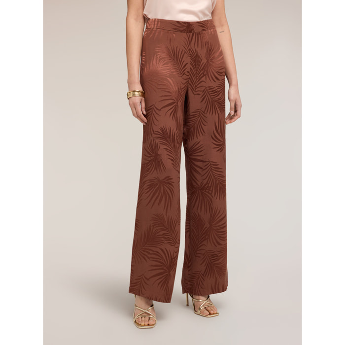 Motivi - Pantalones palazzo en raso jacquard - Marrón