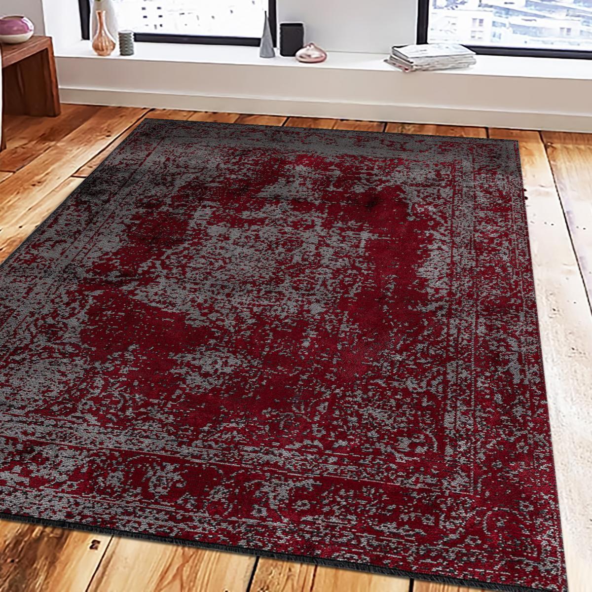 Tapis kilim tissé en coton motif abstrait TIJE