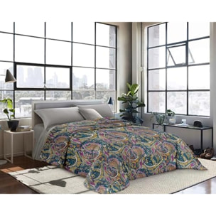 INTRECCI Piumino Matrimoniale, 260 x 260 cm, Piumino Ecologico, Caldo, Invernale, 300 g/m², Anallergico e Antiacaro, Made in Italy, Lavabile in Lavatrice, Soffice, Morbido. Fantasia: Arabesque