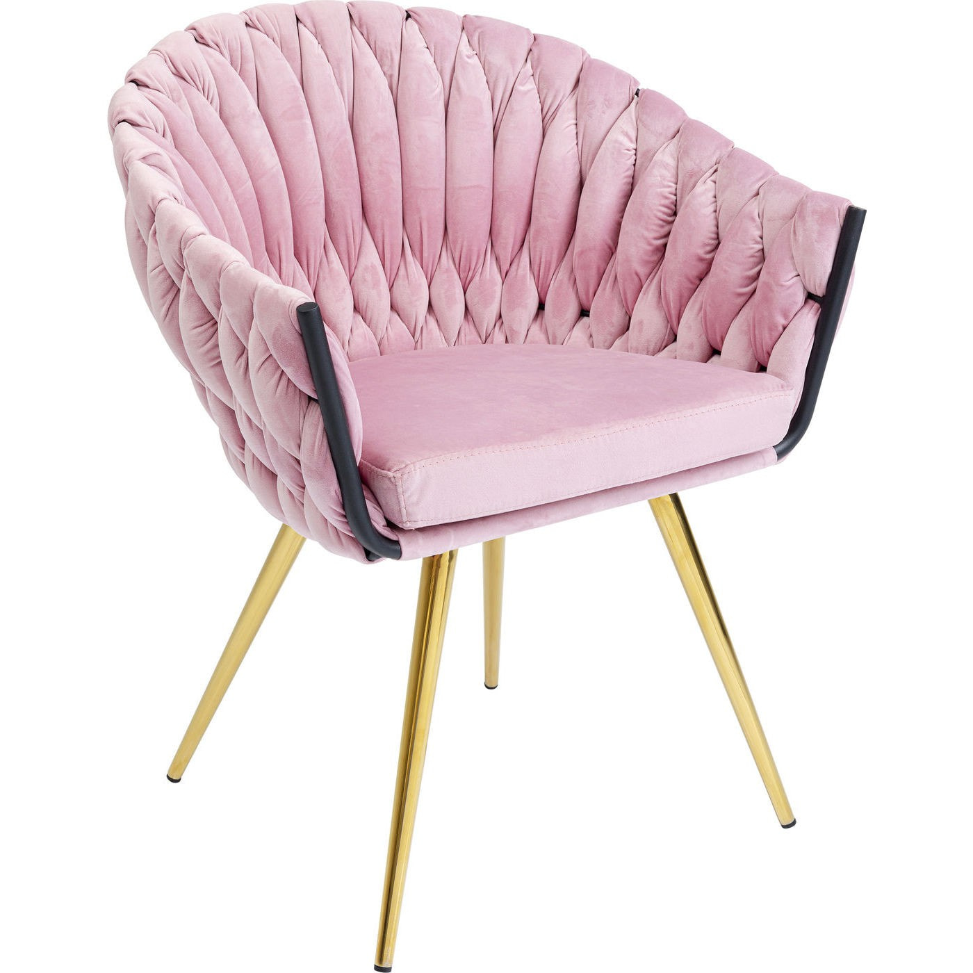 Chaise avec accoudoirs Knot velours rose Kare Design