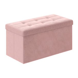 Panca contenitore pieghevole in velluto rosa pastello