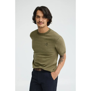 Jersey de manga corta verde musgo con efecto lavado de corte slim Polo Club