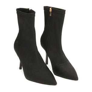 Ankle boots neri in lycra, tacco 8,5 cm