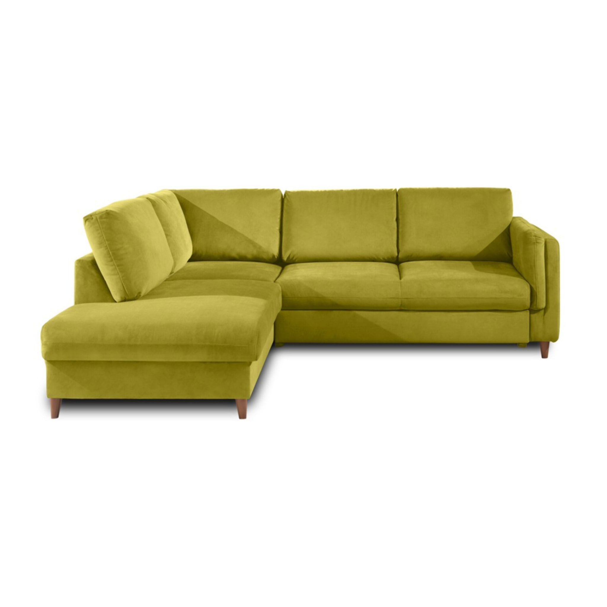 Brooke - canapé d'angle gauche - convertible - 5 places - en velours - Vert Olive