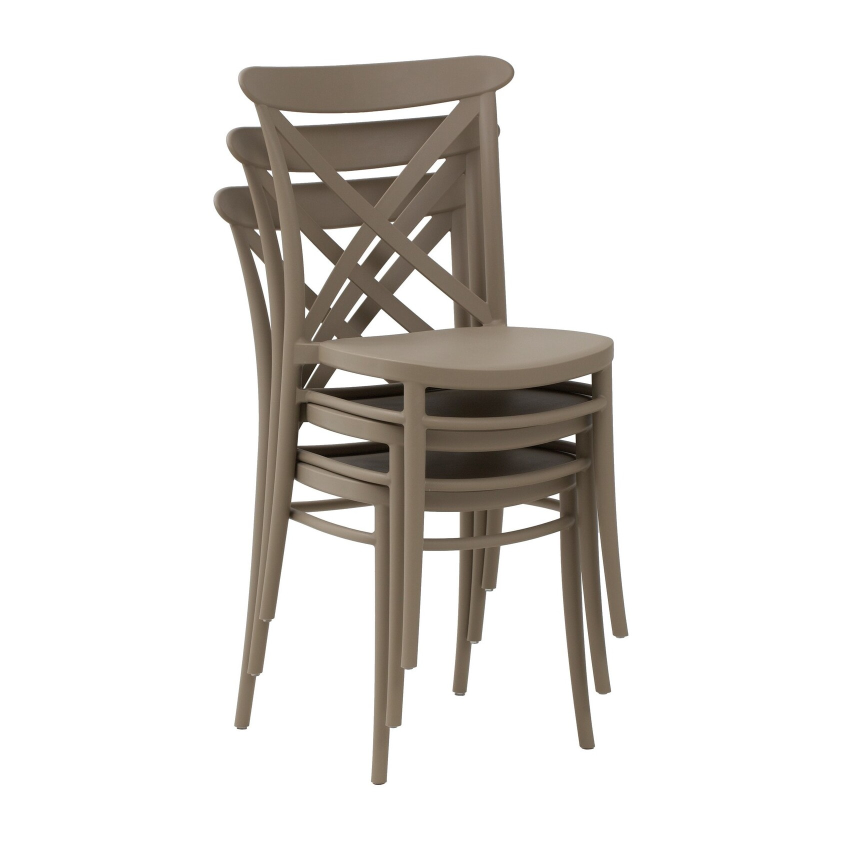 Set di 2 sedie ROTTERDAM in polipropilene tortora, impilabili