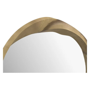 Miroir rond en bois clair de suar ondulé D53 cm - Yong