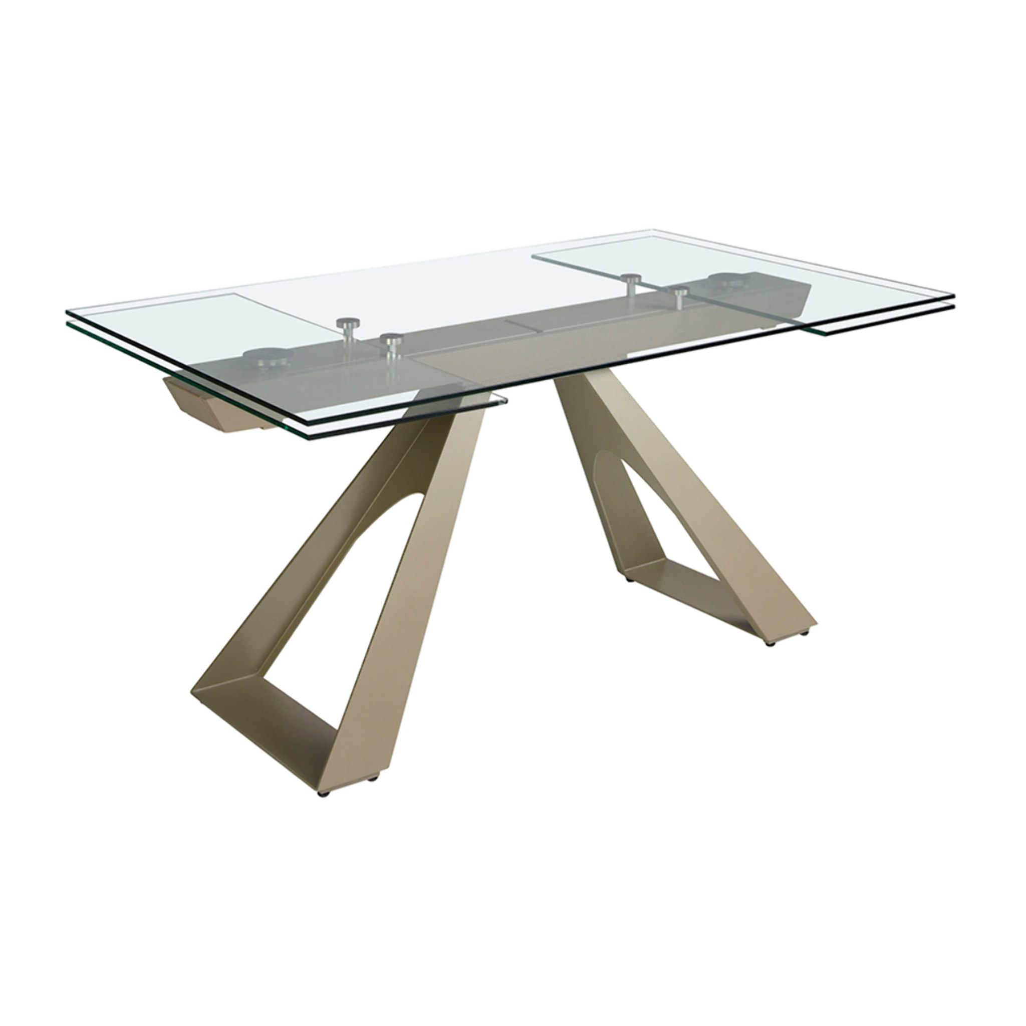 Mesa comedor extensible rectangular con tapa de cristal templado 160x100x76cm