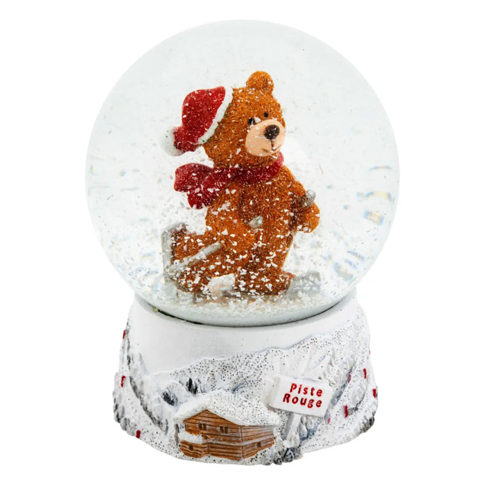 BOULE NEIGE OURS A SKI 80MM